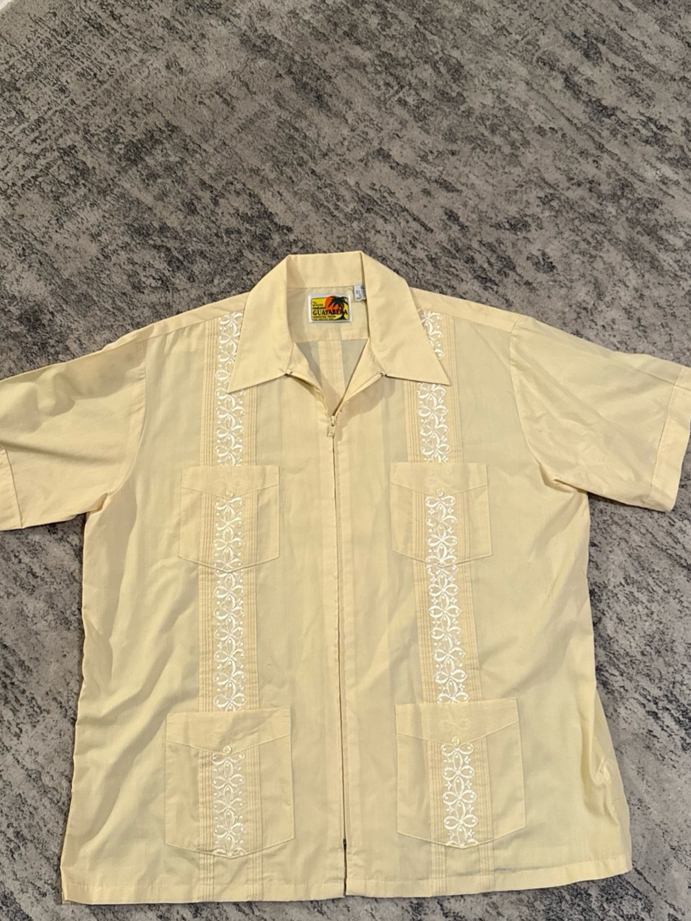 Cream Embroidered Guayabera Shirt